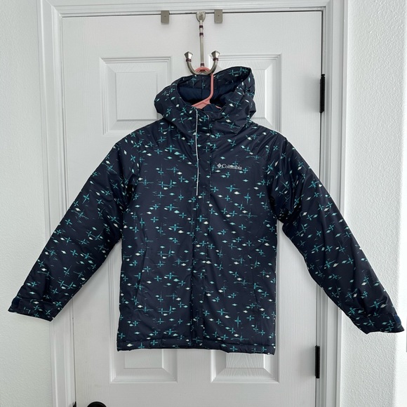 Columbia Boy’s Medium 10-12 Winterjacket blue hooded ski Winter coat jacket snow - Picture 1 of 7